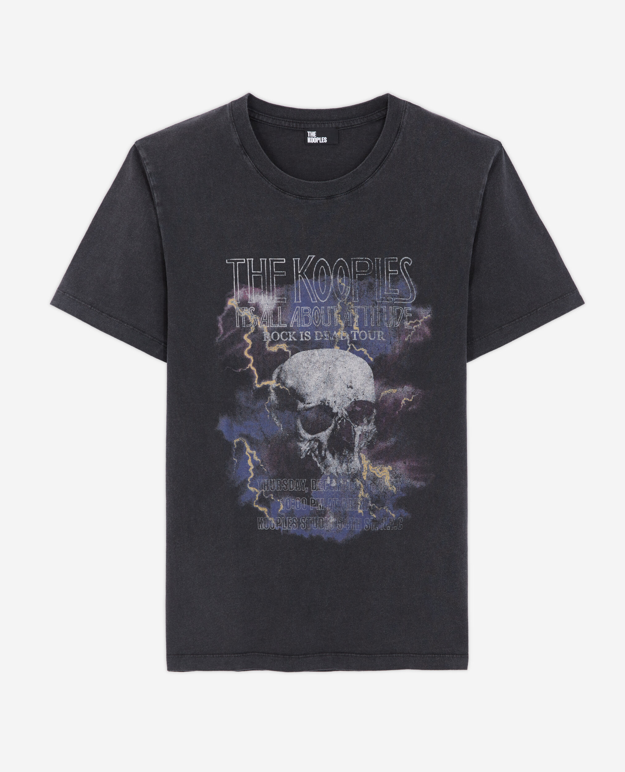 T-Shirt Damen mit Skull-Siebdruck, BLACK WASHED, hi-res image number null