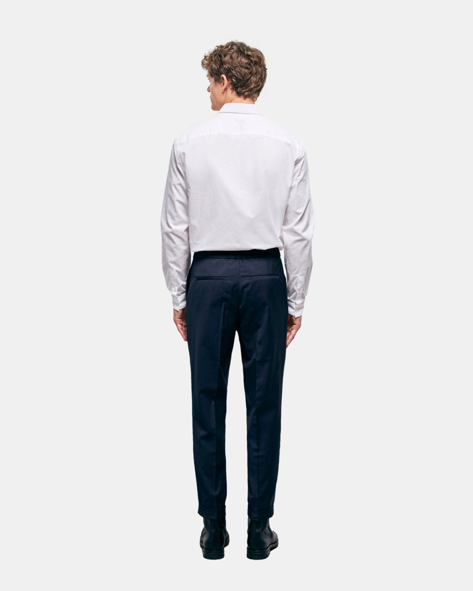Wool suit pants with check motif, NAVY / WHITE, hi-res image number null