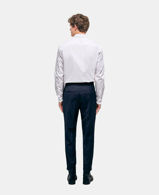 The Kooples H NAVY / WHITE wool suit pants with check motif
