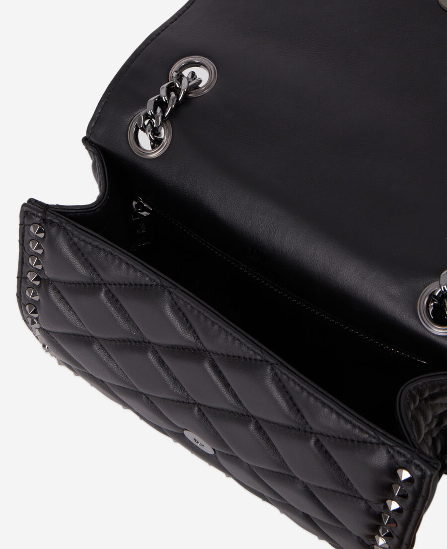 sac joy en cuir matelassé noir avec chaîne