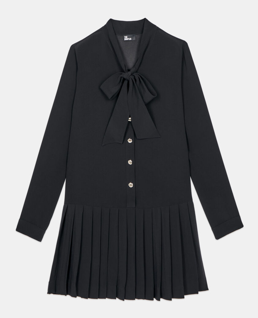 The Kooples FEMME BLACK robe courte plissée noire