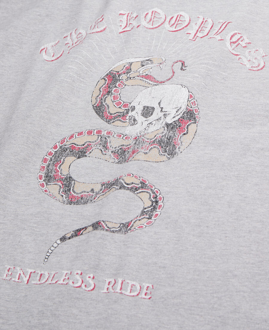 men's light gray t-shirt with sneaky snake serigraphy