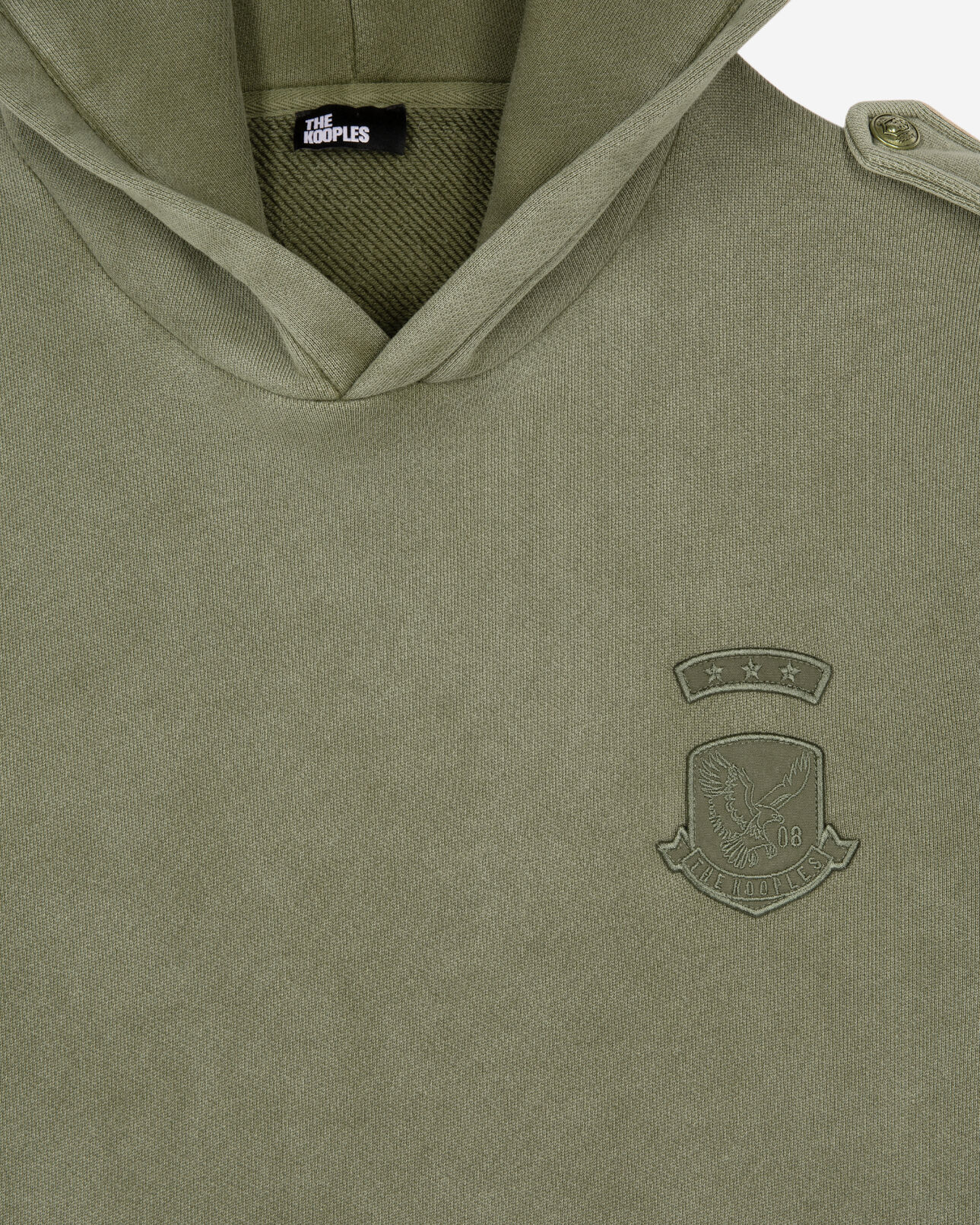 The Kooples HERREN KAKI khakifarbenes kapuzensweatshirt mit aufnähern