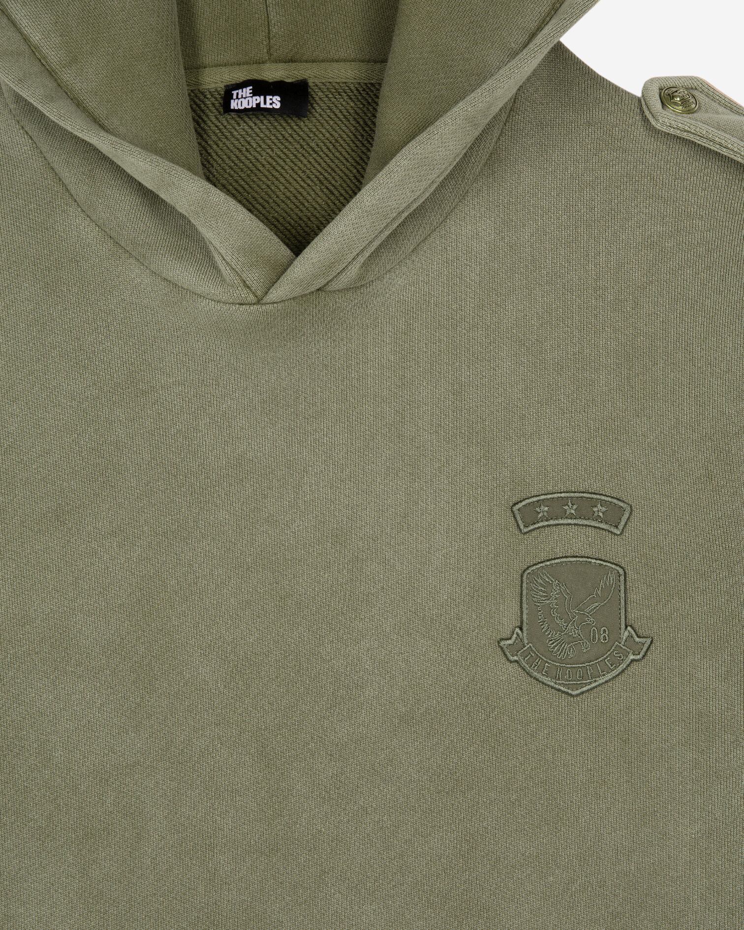 Khakifarbenes Kapuzensweatshirt mit Aufnähern, KAKI, hi-res image number null