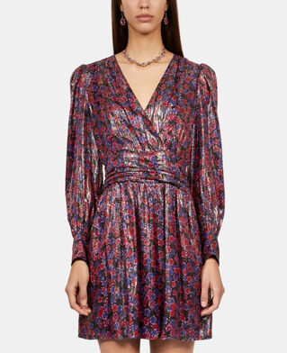 The Kooples DAMEN BLUE RED schwarzes, kurzes kleid mit metallic-schimmer