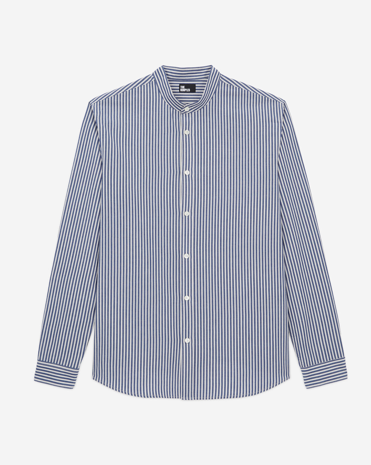 The Kooples MEN BLUE WHITE blue-striped shirt with officer collar