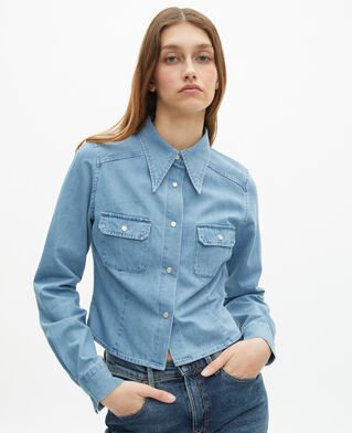 The Kooples WOMEN BABY BLUE denim shirt