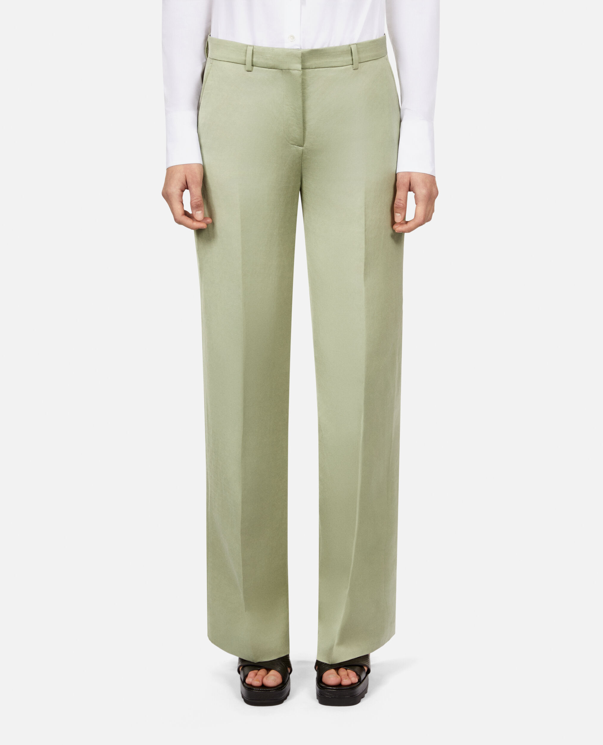 Pantalon tailleur vert clair en lin, KAKI GREY, hi-res image number null