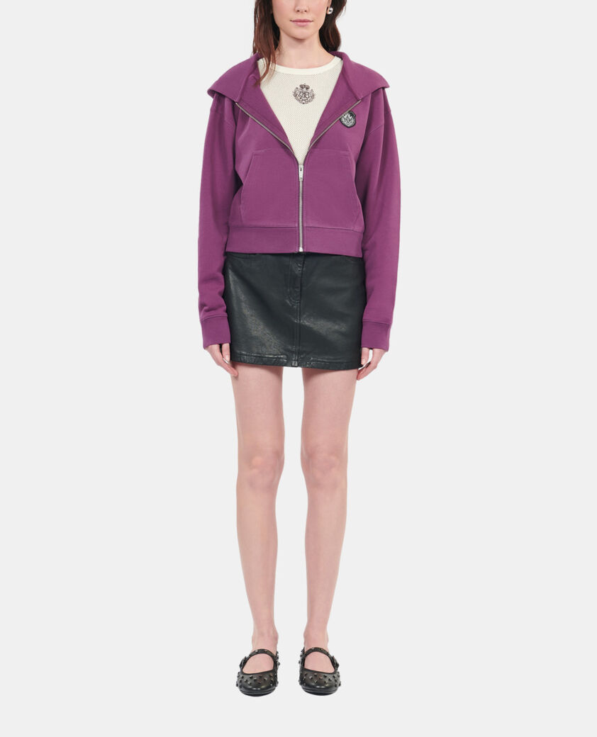 The Kooples FEMME PRUNE sweatshirt à capuche blason violet