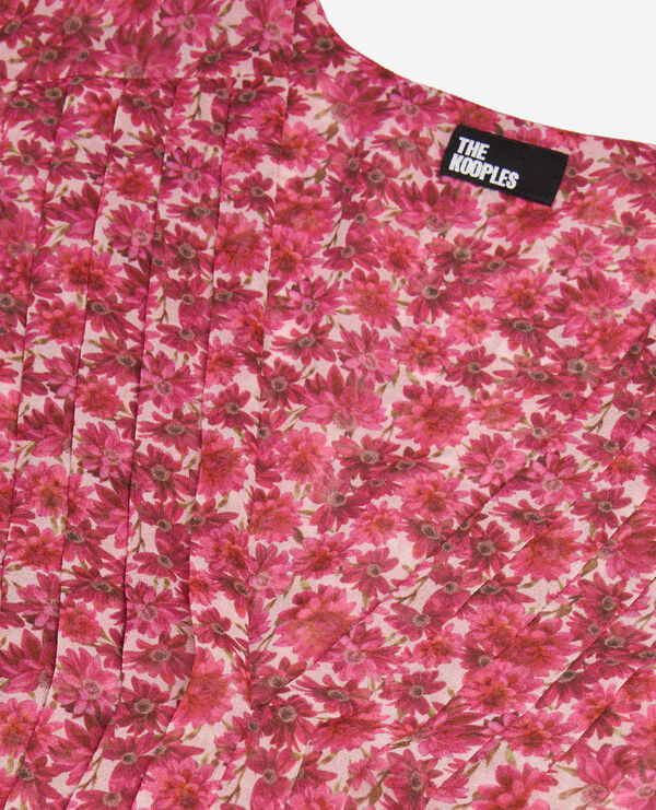 The Kooples FEMME PINK robe longue plissée fleurie