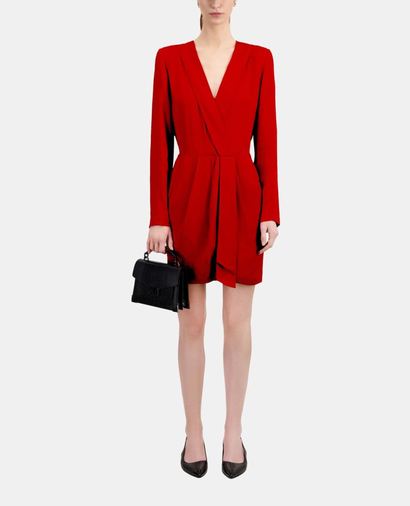 The Kooples FEMME ORIENTAL RED robe courte à pois jacquard rouge