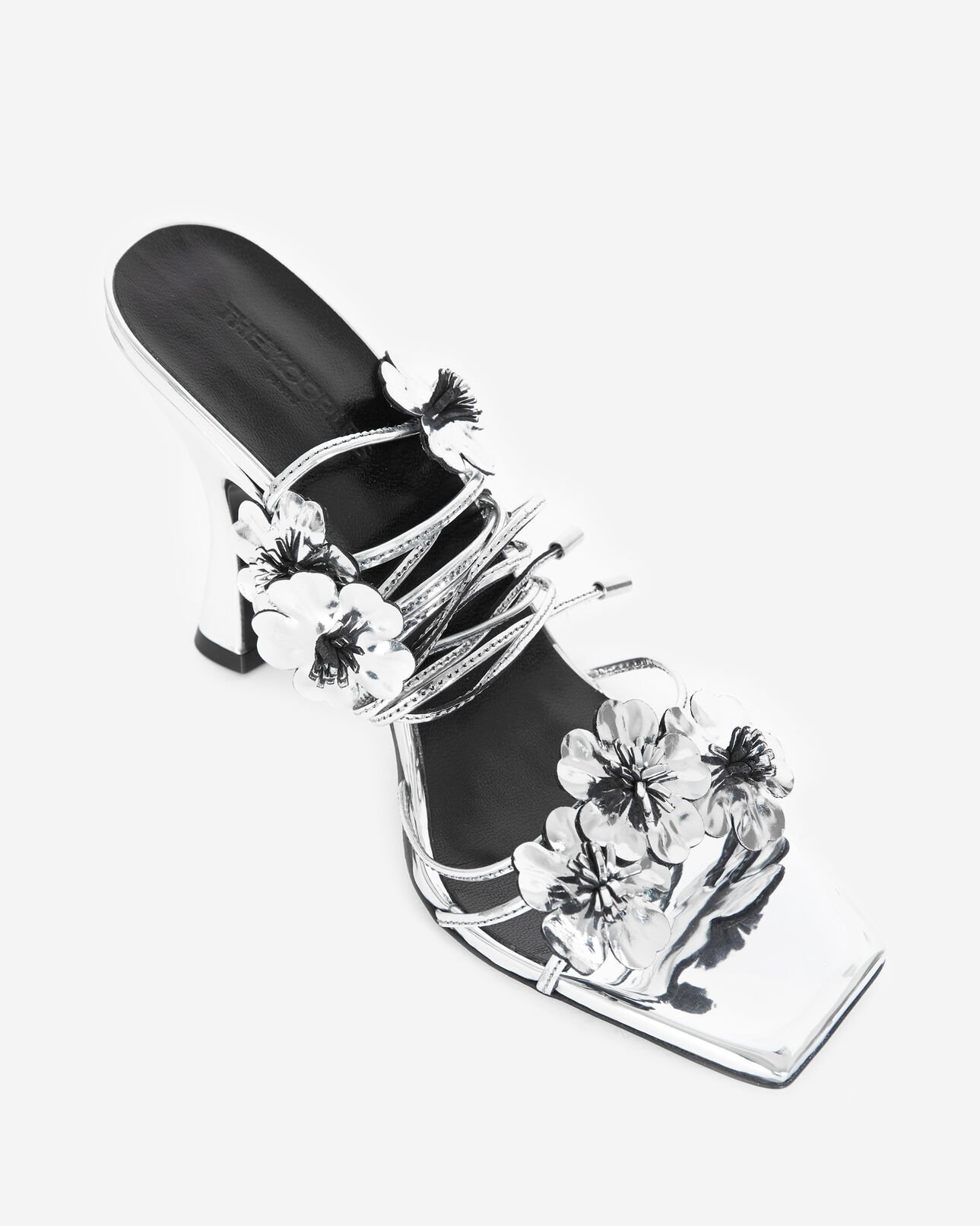 The Kooples FEMME SILVER sandales à talons hauts argentées lacées