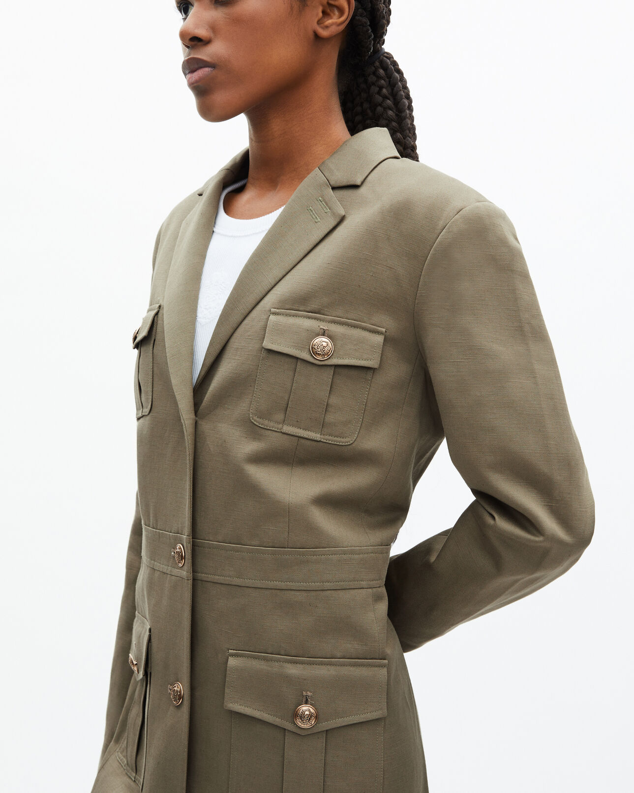 The Kooples WOMEN KAKI officer-style khaki dress
