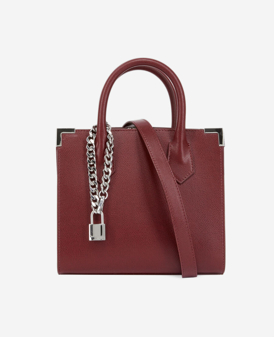 medium ming bag in burgundy grained leather