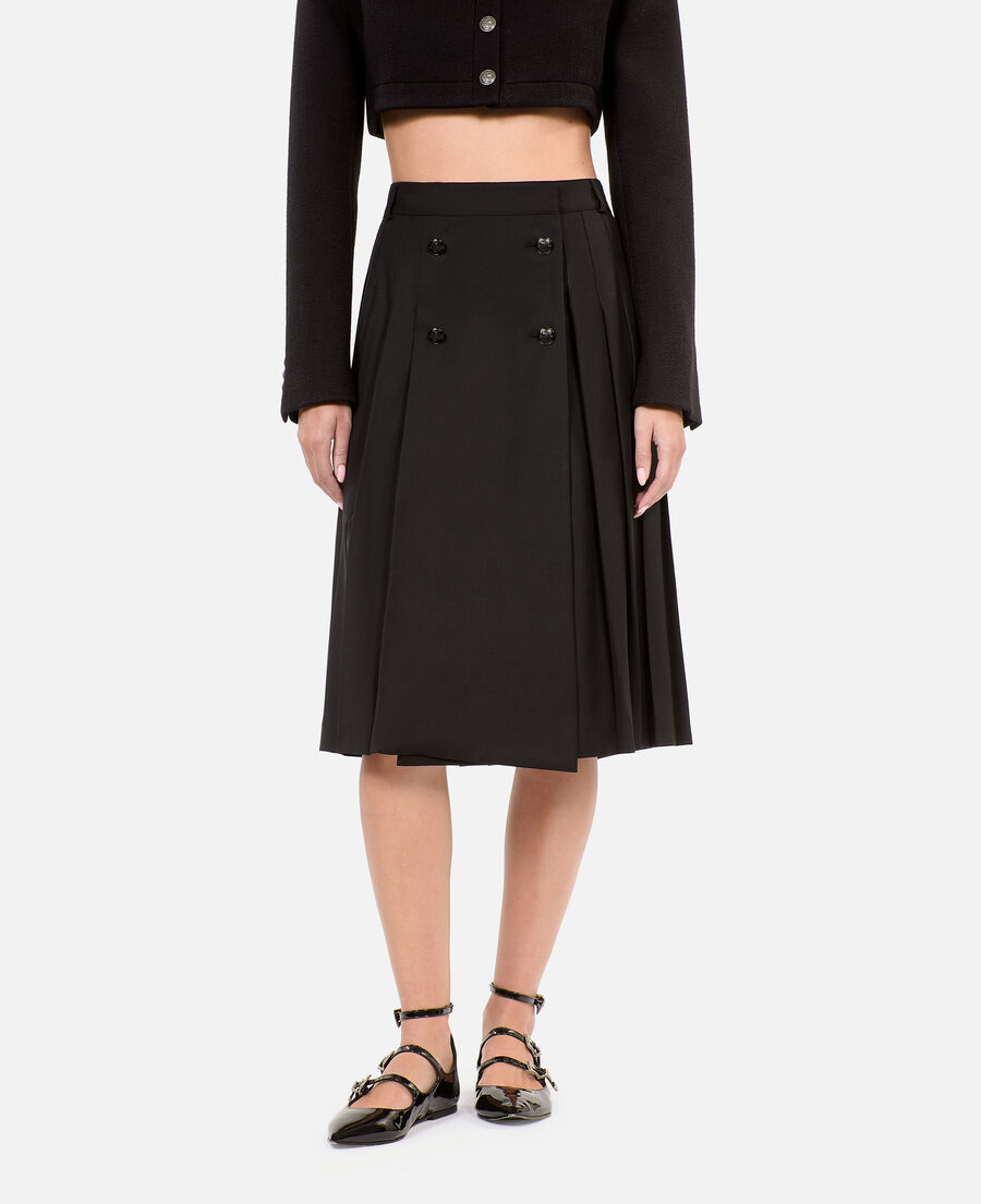 The Kooples FEMME BLACK jupe longue pliss&eacute;e noire