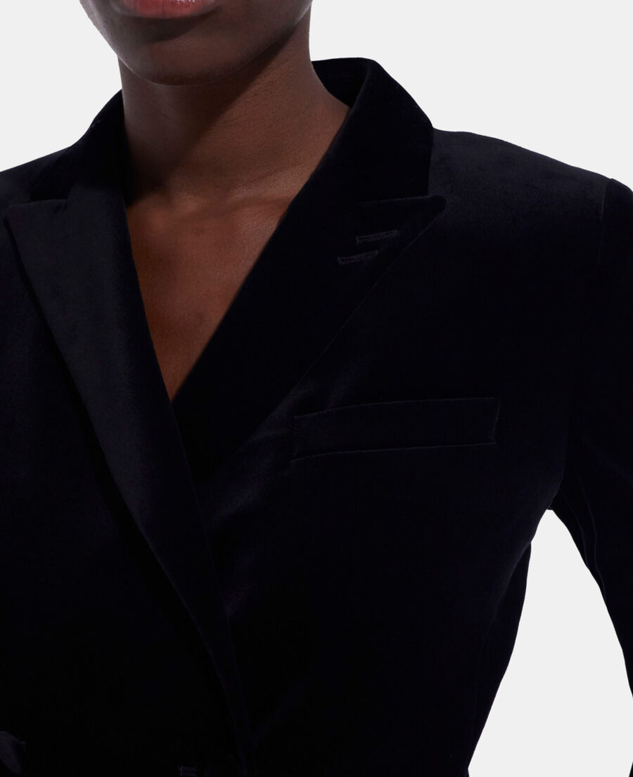 schwarze anzujacke aus velours