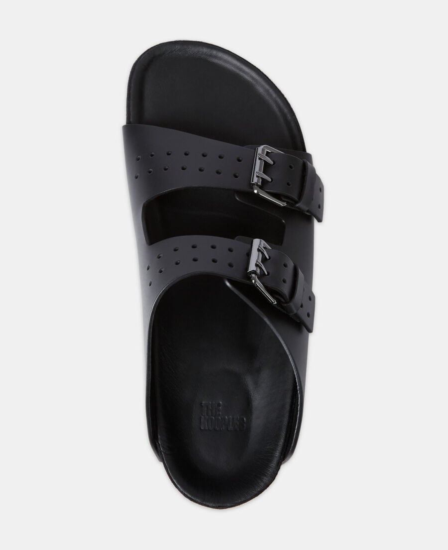 The Kooples FEMME BLACK sandales en cuir noir