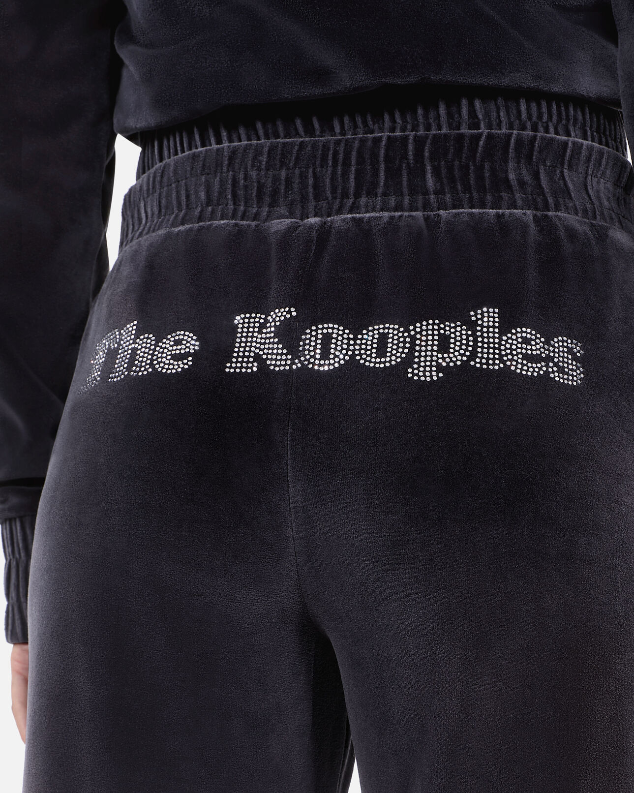 The Kooples WOMEN BLACK black velvet tracksuit trousers