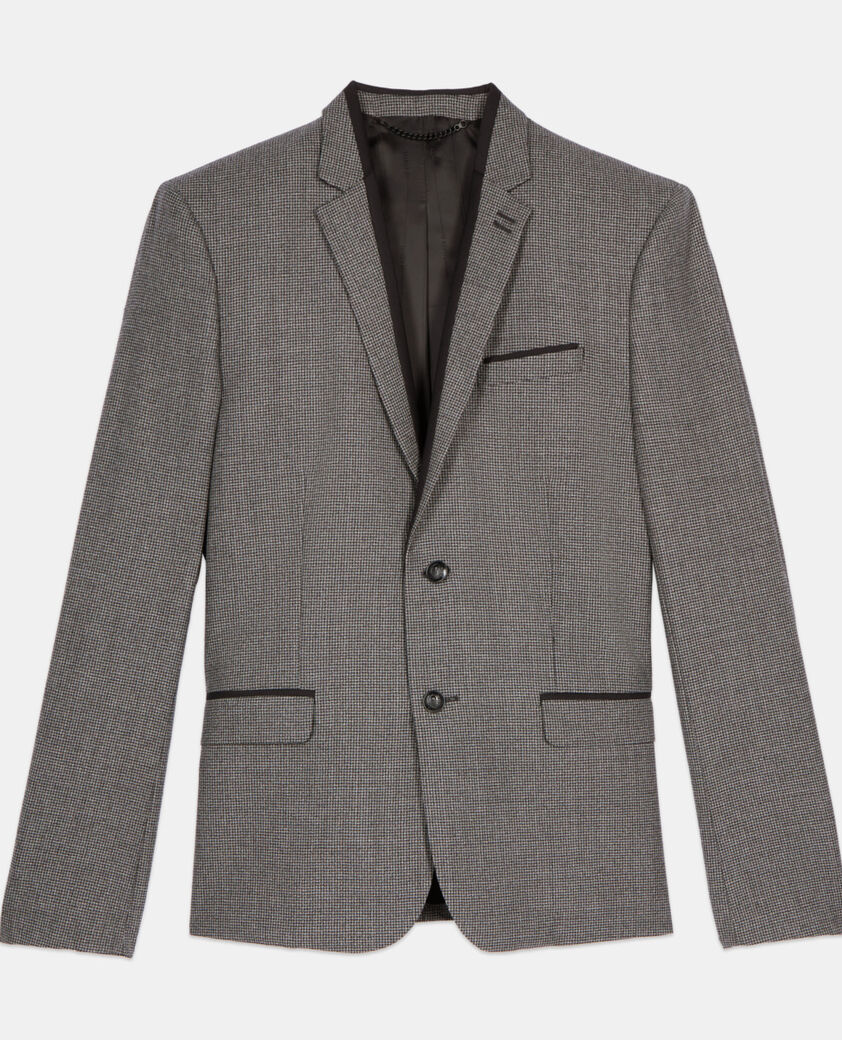 The Kooples HOMME BLACK GREY veste de costume pied de poule noir et blanc