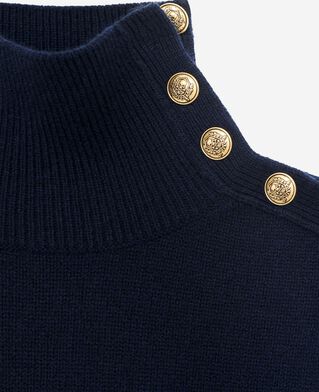 The Kooples DAMEN NAVY pullover mit stehkragen aus marinefarbener wolle