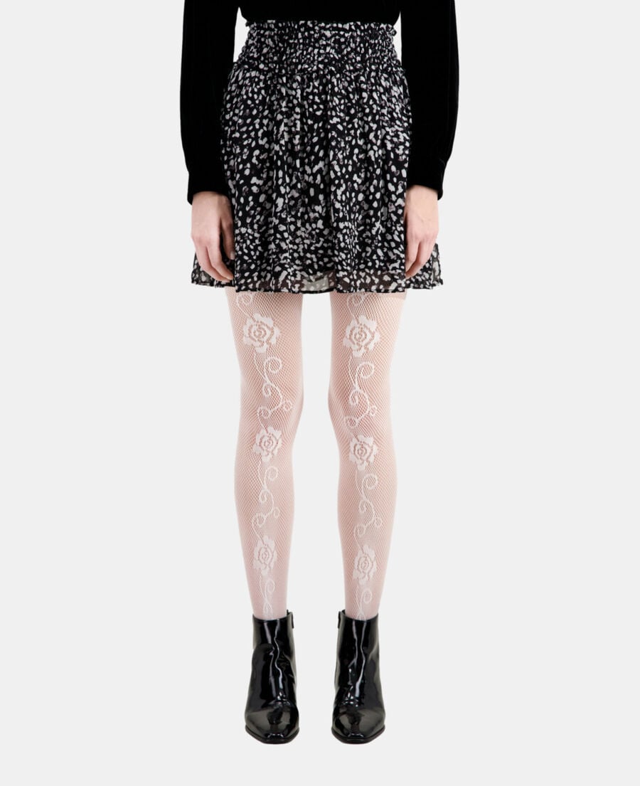 The Kooples FEMME BLACK WHITE jupe courte imprimée avec smocks