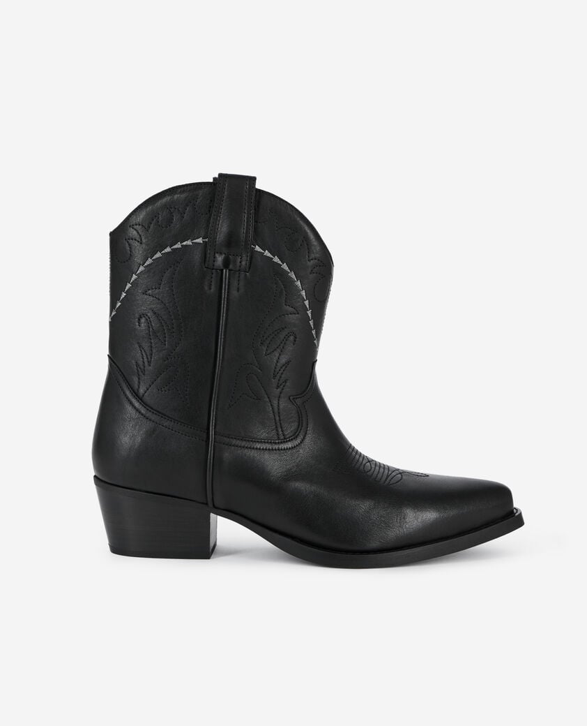 The Kooples HOMME BLACK bottes western en cuir noir