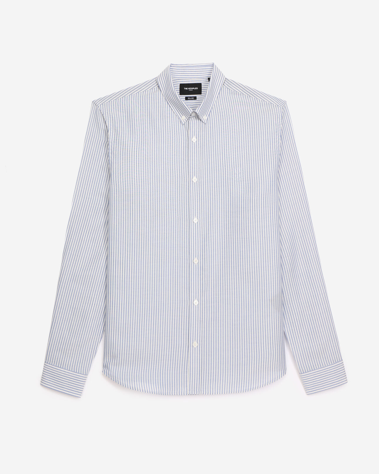 The Kooples MEN BLUE WHITE striped shirt w/classic collar - embroidery