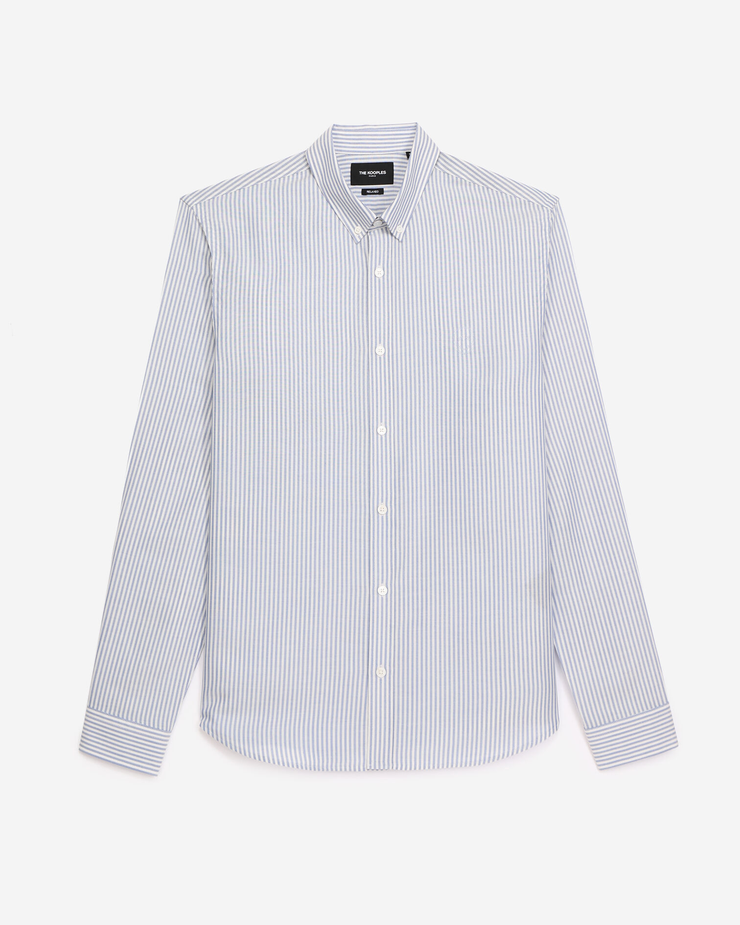 Striped shirt w/classic collar - embroidery, BLUE WHITE, hi-res image number null
