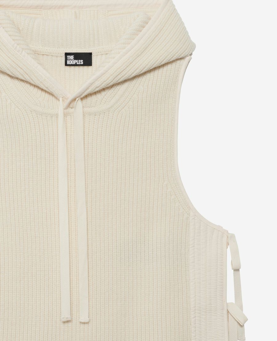 The Kooples FEMME ECRU pull sans manches pull en laine et coton écru