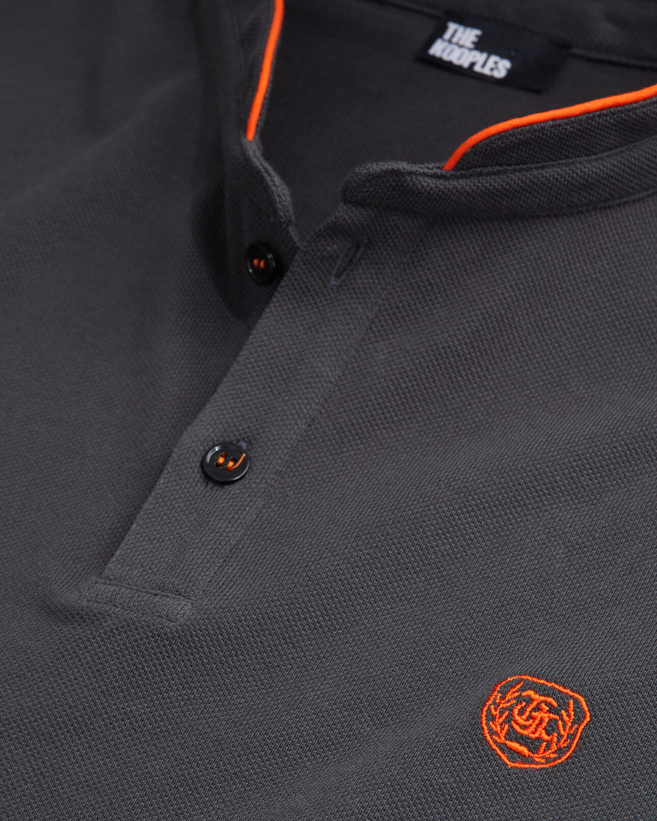 The Kooples MEN BLACK-ORANGE  black officer collar polo shirt