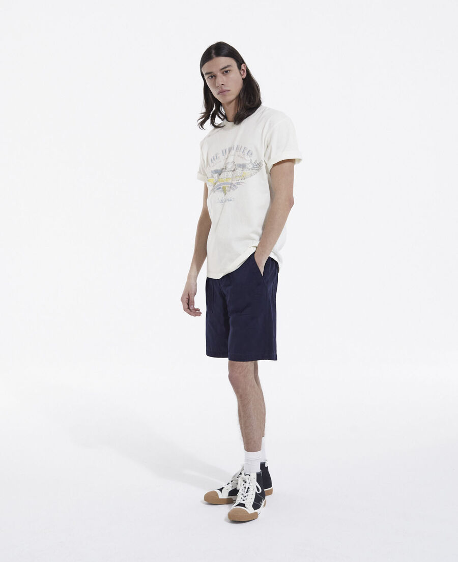 Faded ecru crew neck T-shirt with eagle print | The Kooples