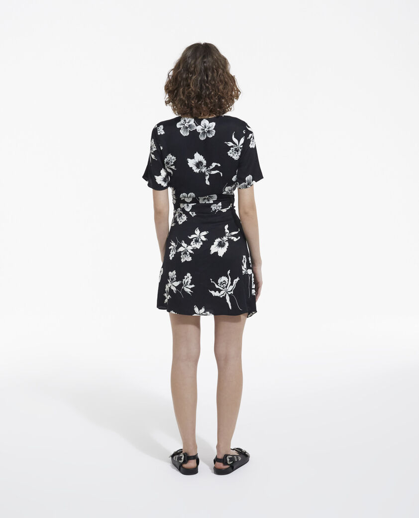 The Kooples FEMME BLACK robe courte fleurie