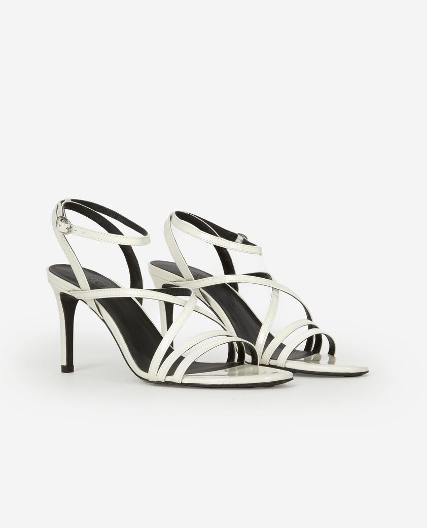 The Kooples WOMEN ECRU white patent leather heeled sandals