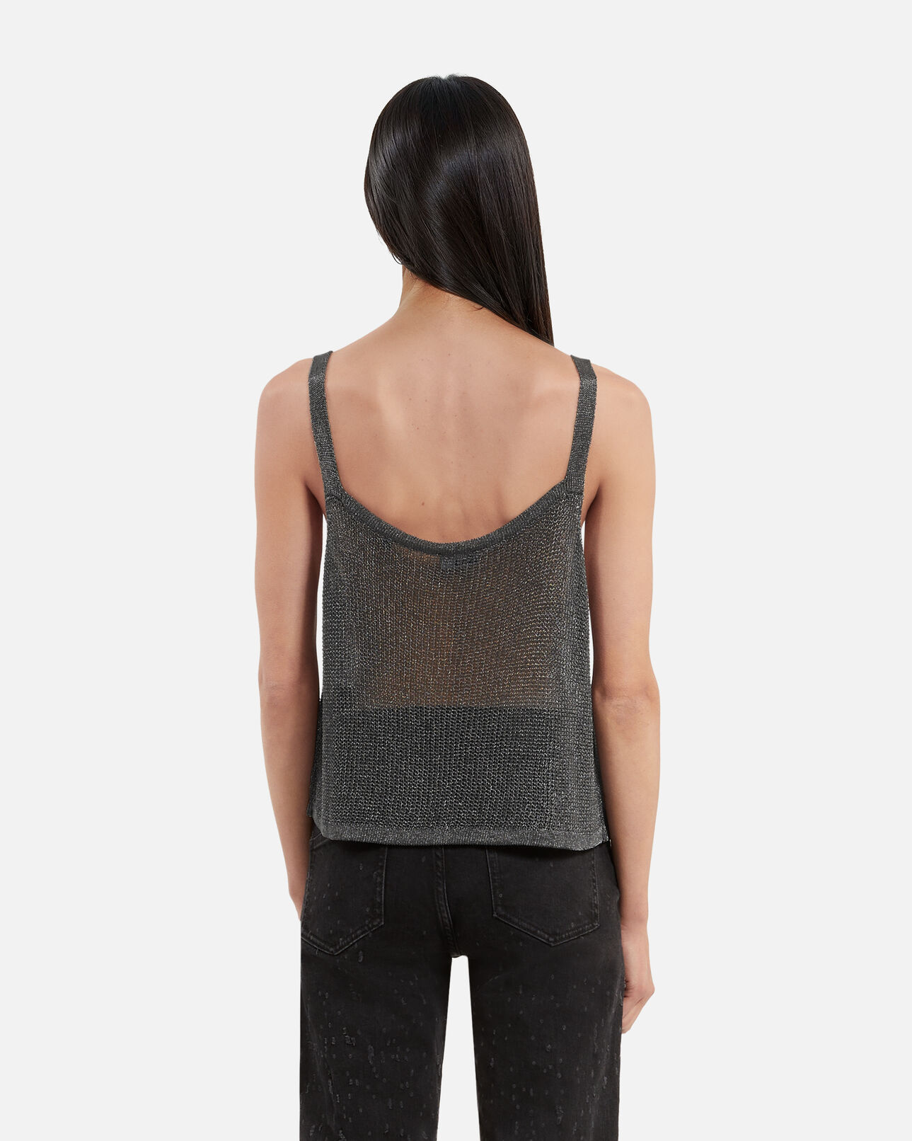 The Kooples WOMEN GREY SILVER grey knit rib effect tank top