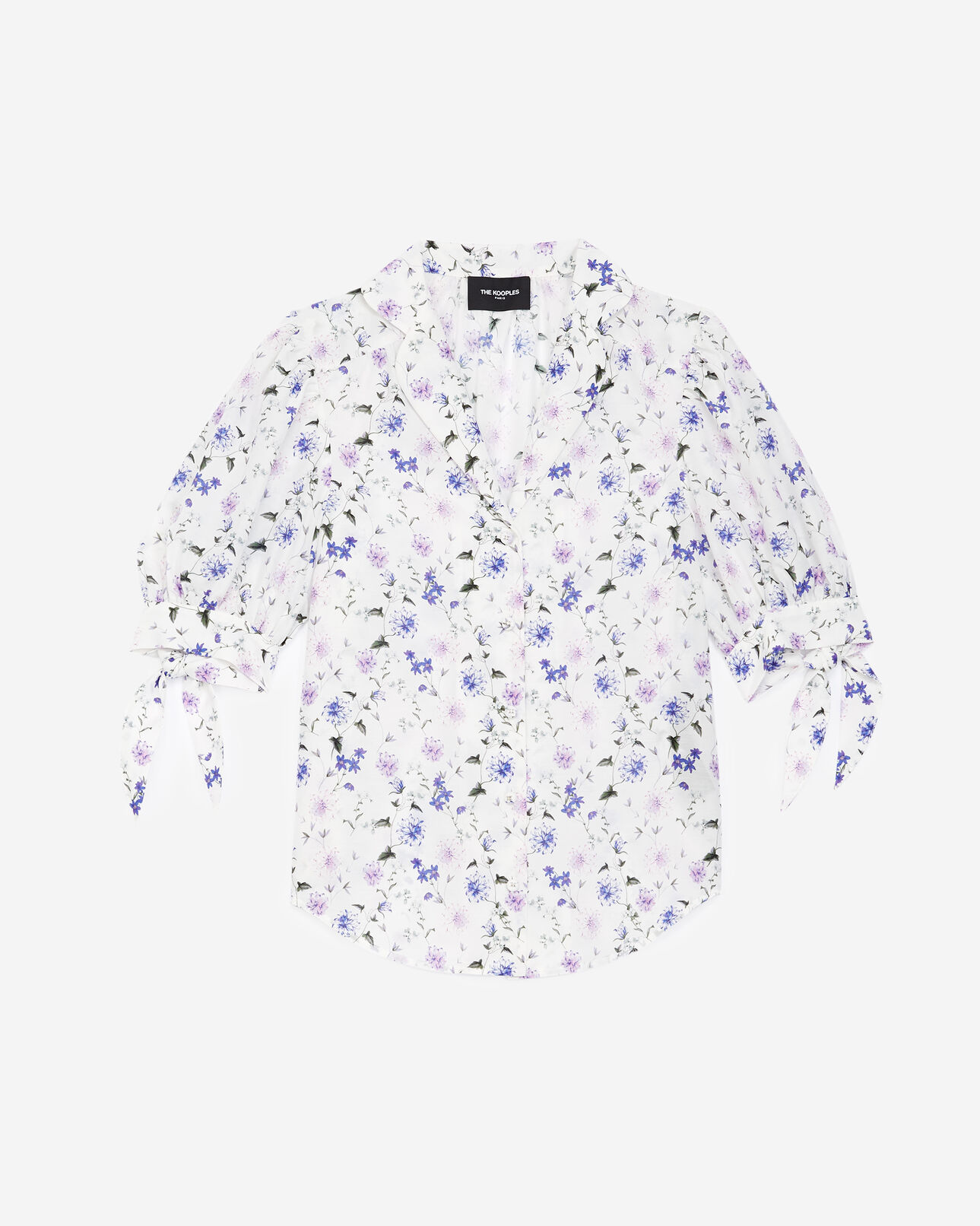 The Kooples WOMEN ECRU / LAVENDER fitted printed shirt with bow detail