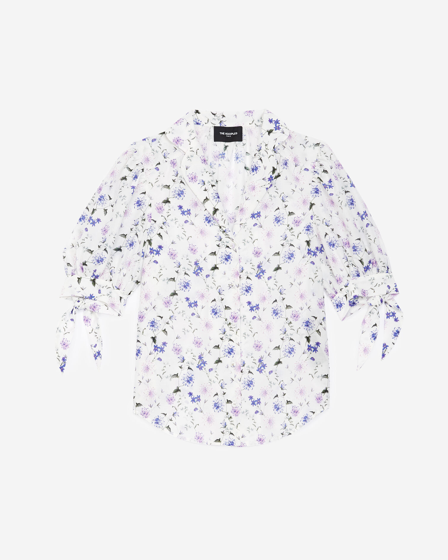 Fitted printed shirt with bow detail, ECRU / LAVENDER, hi-res image number null