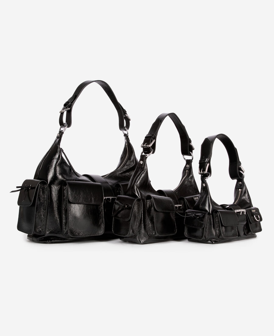 The Kooples FEMME BLACK sac amelia en cuir craquelé noir