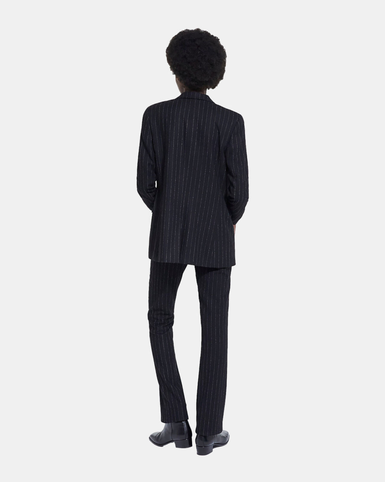The Kooples WOMEN BLACK WHITE striped wool suit jacket