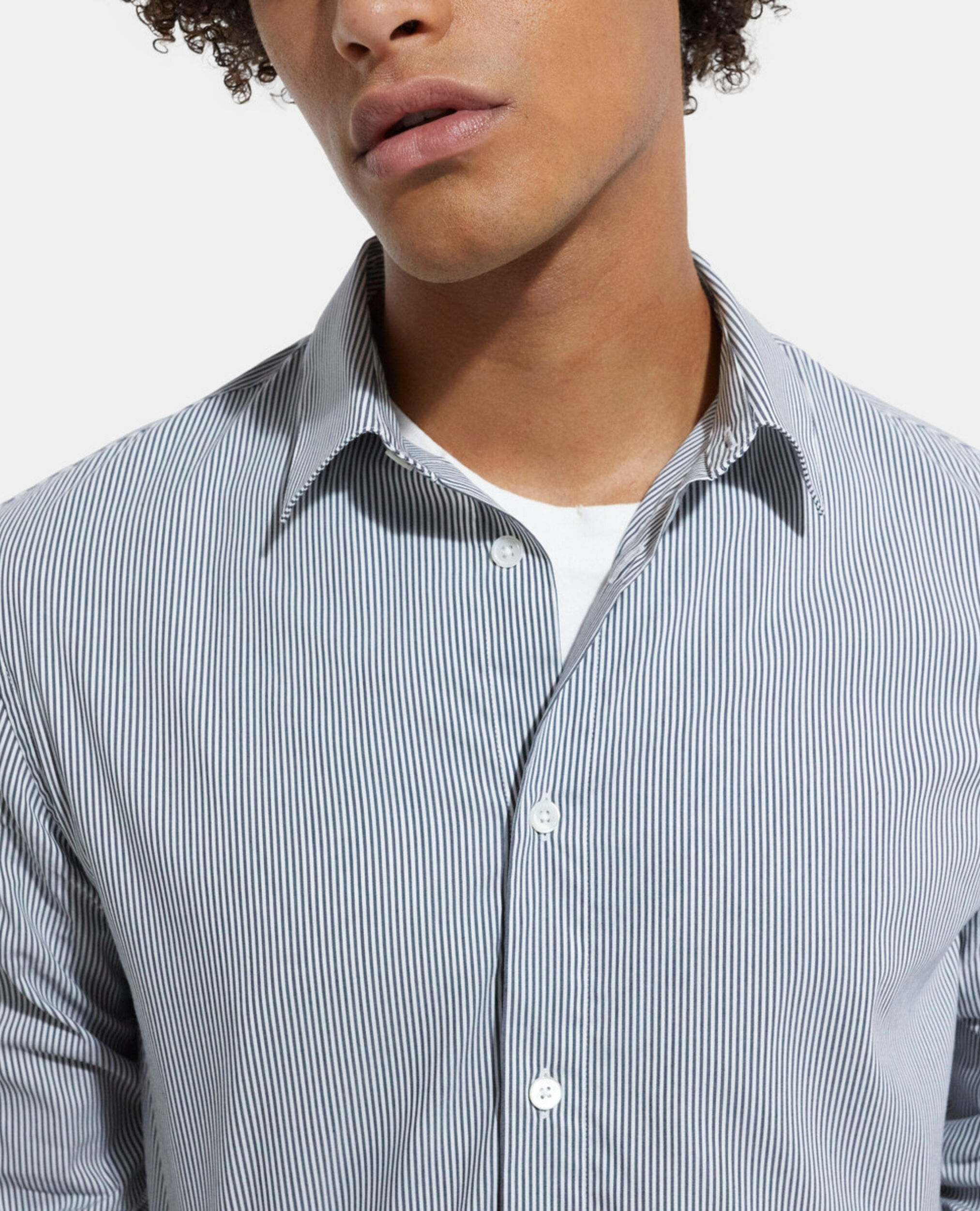 Camisa rayas con cuello clásico, GREY-WHITE, hi-res image number null