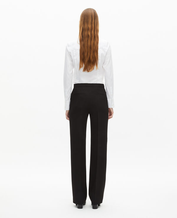 The Kooples FEMME BLACK pantalon tailleur en crêpe coupe droite noir