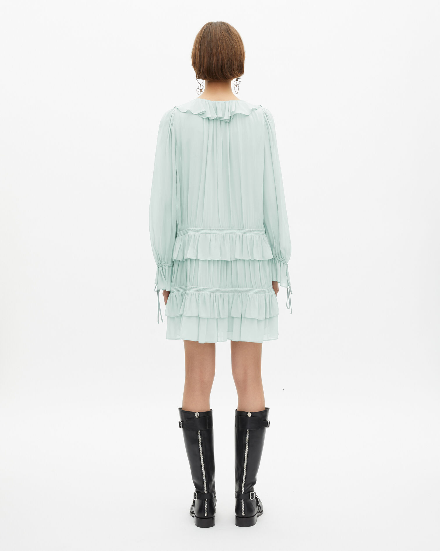 Kurzes Kleid mit Rüschen blau, BLUE/GREEN, hi-res image number null