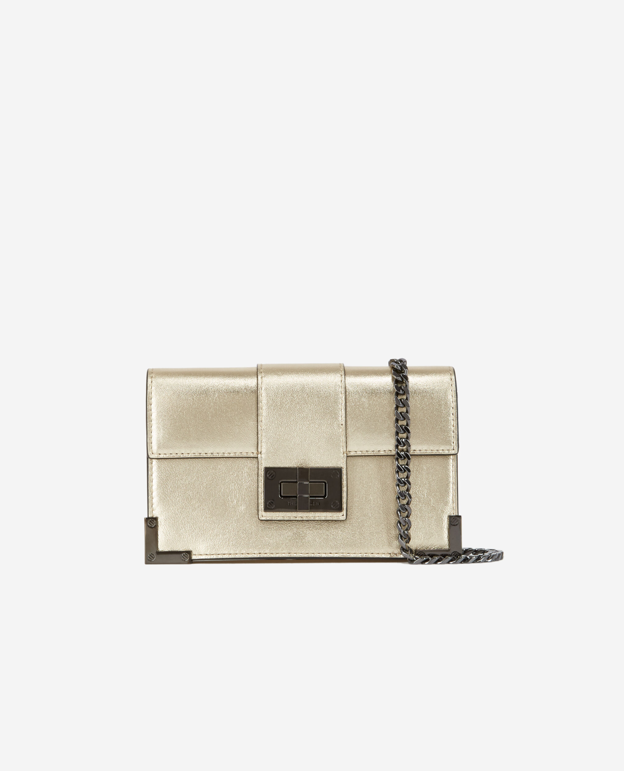 Small Emily clutch bag in gold leather, GOLD, hi-res image number null