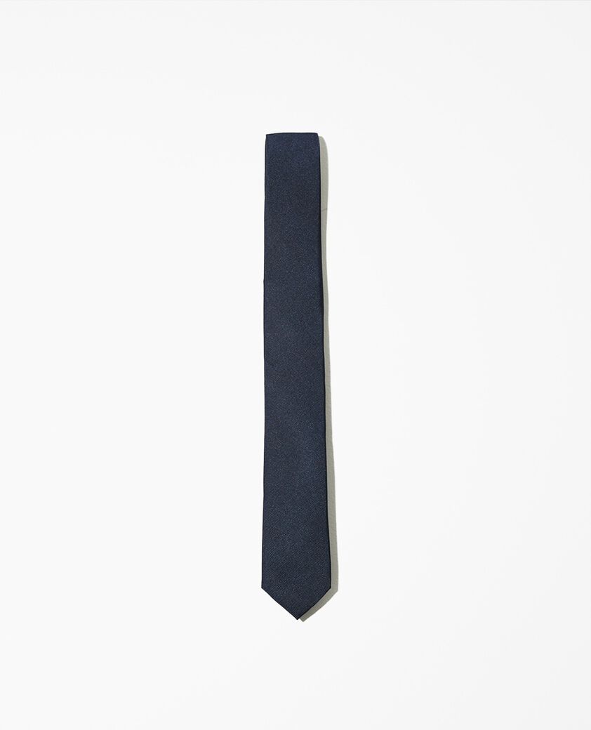 The Kooples H DARK NAVY skinny plain blue silk tie