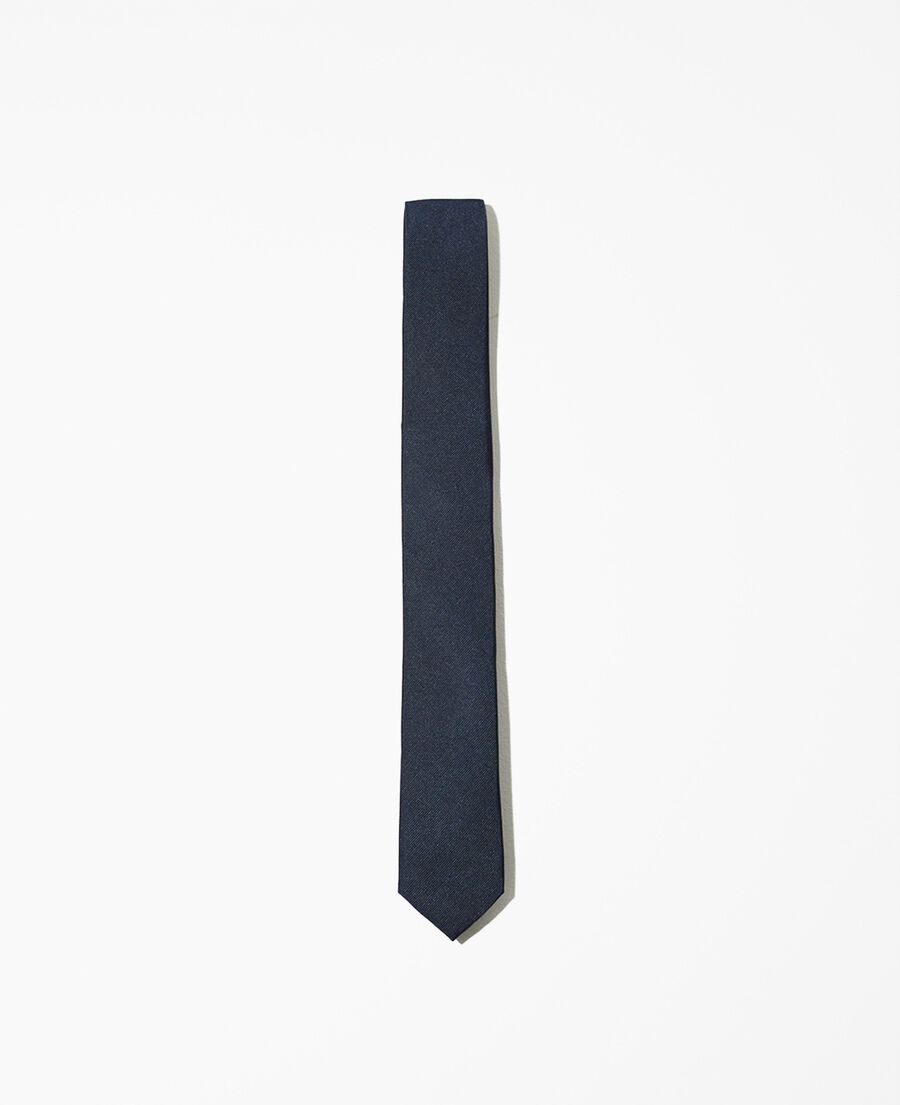 The Kooples H DARK NAVY skinny plain blue silk tie
