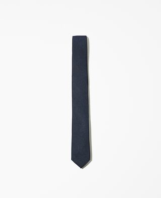 The Kooples H DARK NAVY skinny plain blue silk tie