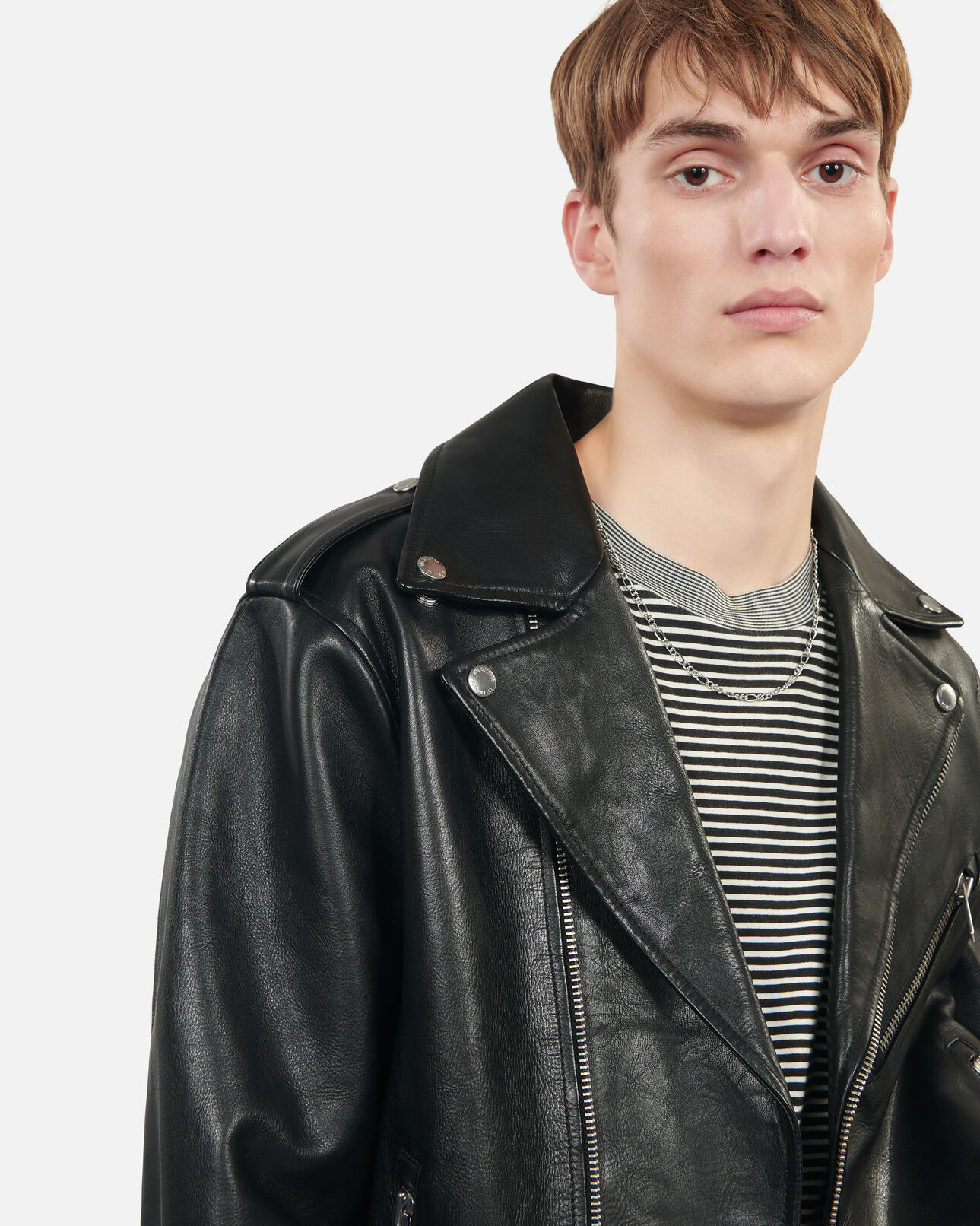 The Kooples HOMME BLACK blouson biker en cuir noir
