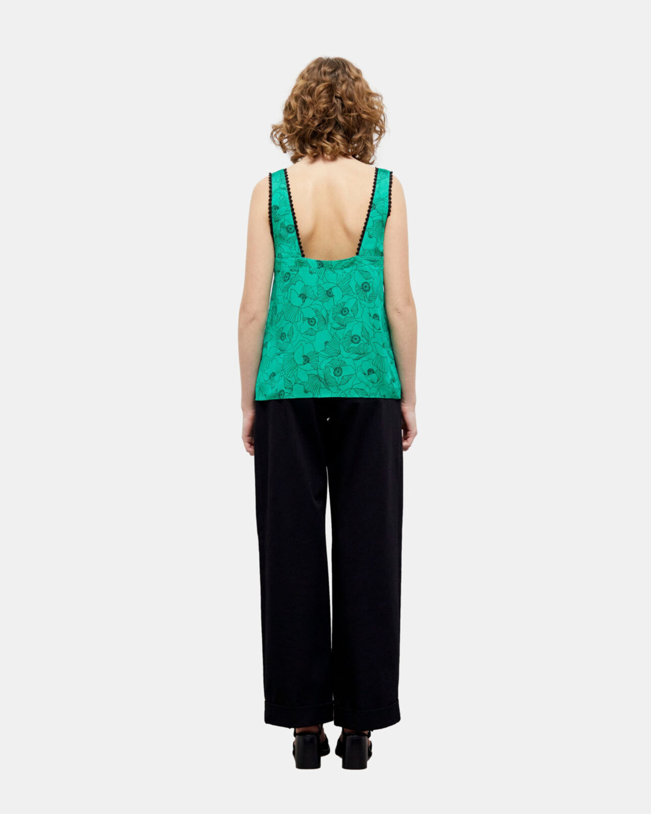 The Kooples FEMME GREEN top imprimé avec détails en dentelle