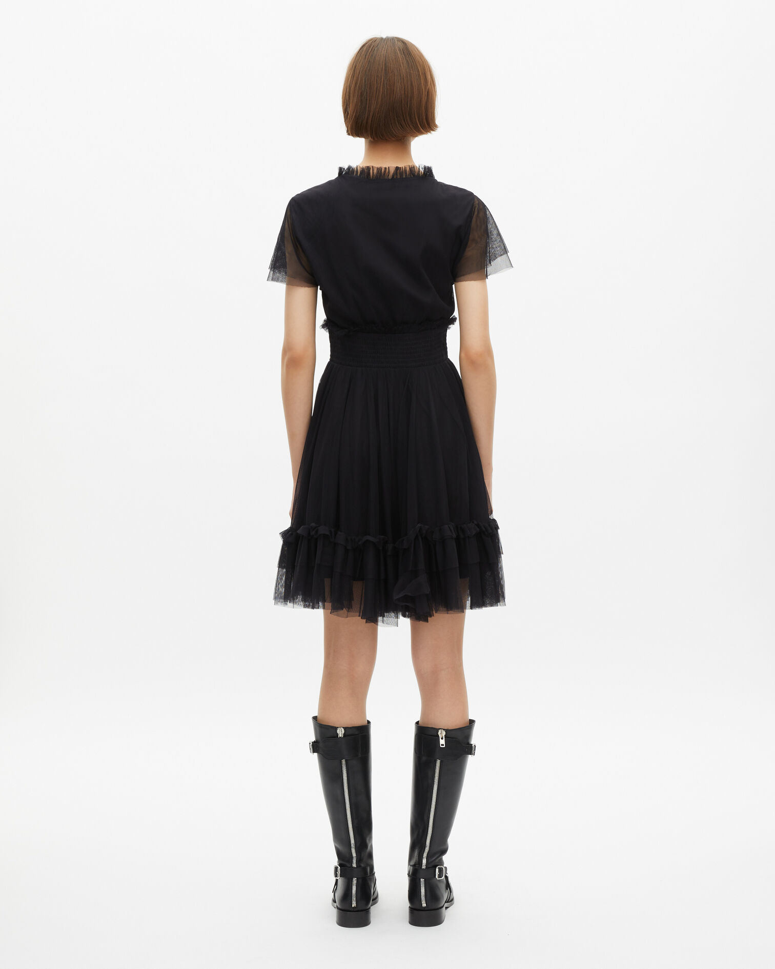 Short black tulle dress, BLACK, hi-res image number null