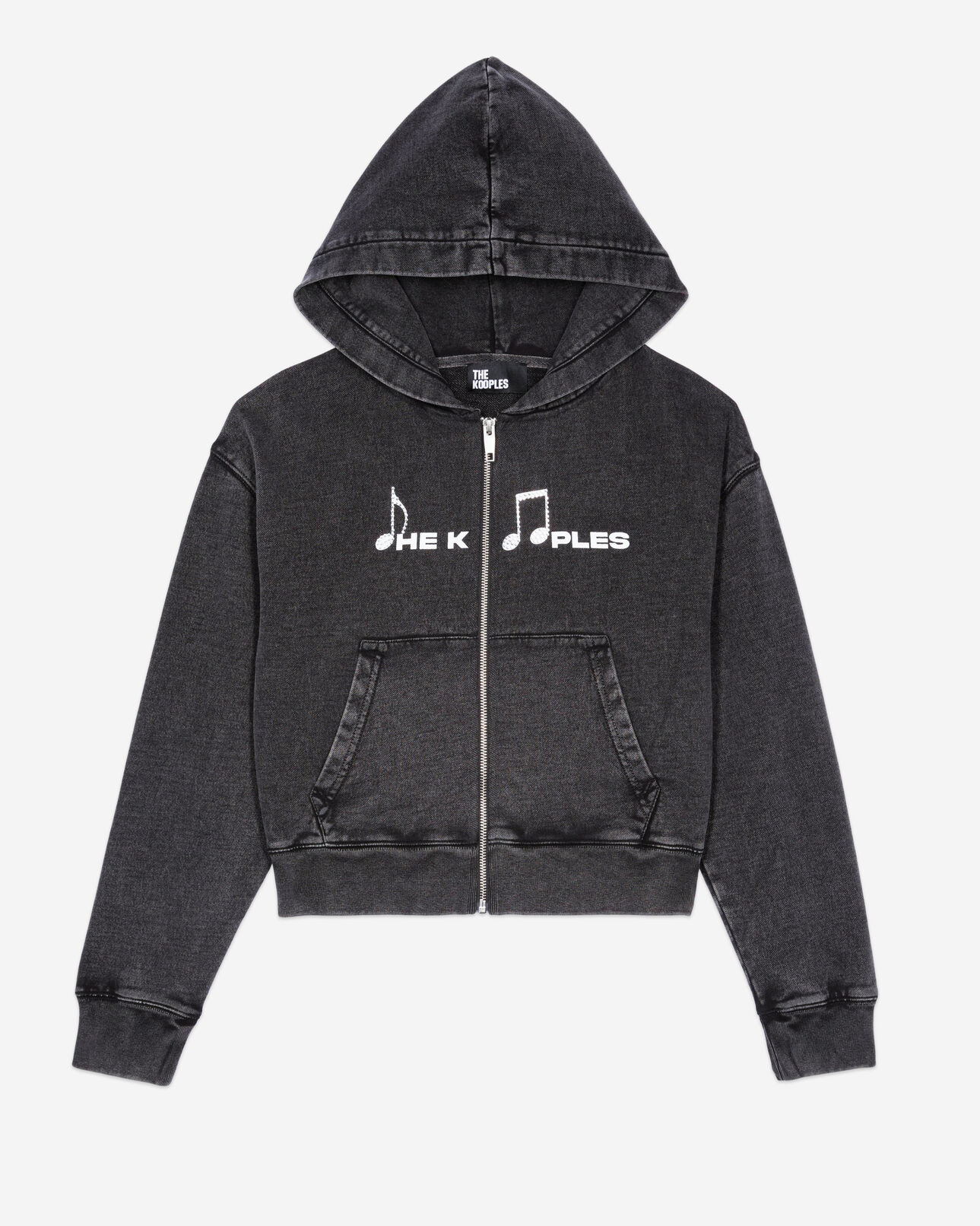 The Kooples FEMME BLACK WASHED sweatshirt à capuche et sérigraphie noir