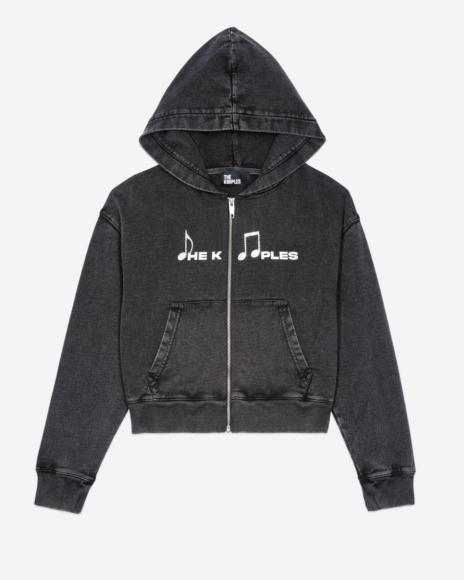 Sweatshirt à capuche et sérigraphie noir, BLACK WASHED, hi-res image number null